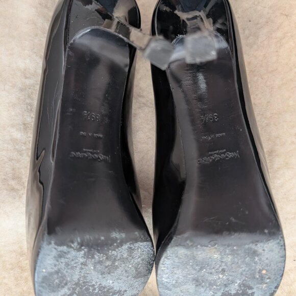 YSL Yves Saint Laurent Black Patent Tribtoo Platform Heels 39.5 9.5 W - Picture 3 of 5